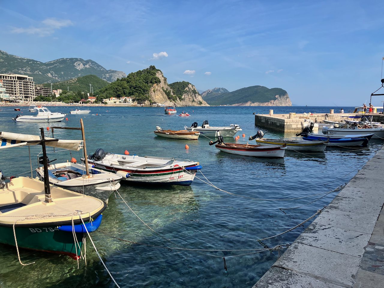 Fishing boats moored in a clear Adriatic harbour